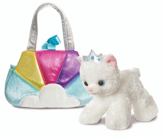 Mīkstā rotaļlieta Aurora Princess Cat In Bag, balta/daudzkrāsaina, 20 cm