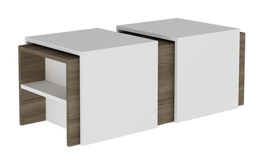 Kafijas galdiņš Kalune Design Mera, brūna/balta, 1200 mm x 450 mm x 420 mm