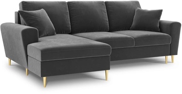 Stūra dīvāns Micadoni Home Moghan Velvet 4 Seats, gaiši pelēka, kreisais, 241 x 145 cm x 88 cm