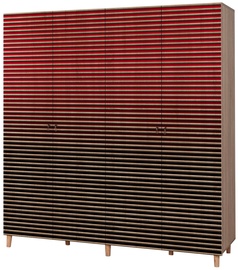 Riidekapp Kalune Design Imaj 221, must/punane/sonoma tamm, 180 cm x 52 cm x 192 cm