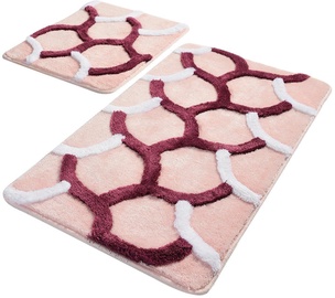 Vannitoamattide komplekt Foutastic Elegant 359CHL2263, valge/roosa/violetne, 1000 mm x 600 mm
