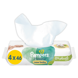 Pampers Harmonie New Baby Mitrās Salvetes Mazuļiem, 4 Lepakojumā, 184 Mitrās Salvetes