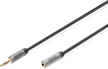 Kabelis Digitus Audio Extension Cable 3.5 mm Male (vyriška), 3.5 mm Female (moteriška), 3 m, juoda/pilka
