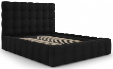 Кровать Micadoni Home Mamaia Velvet, 160 x 200 cm, черный, с решеткой