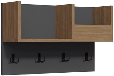 Настенная полка Kalune Design Sameul 875ZNA4728, дубовый/антрацитовый, 23.8 см x 72 см x 44.6 см