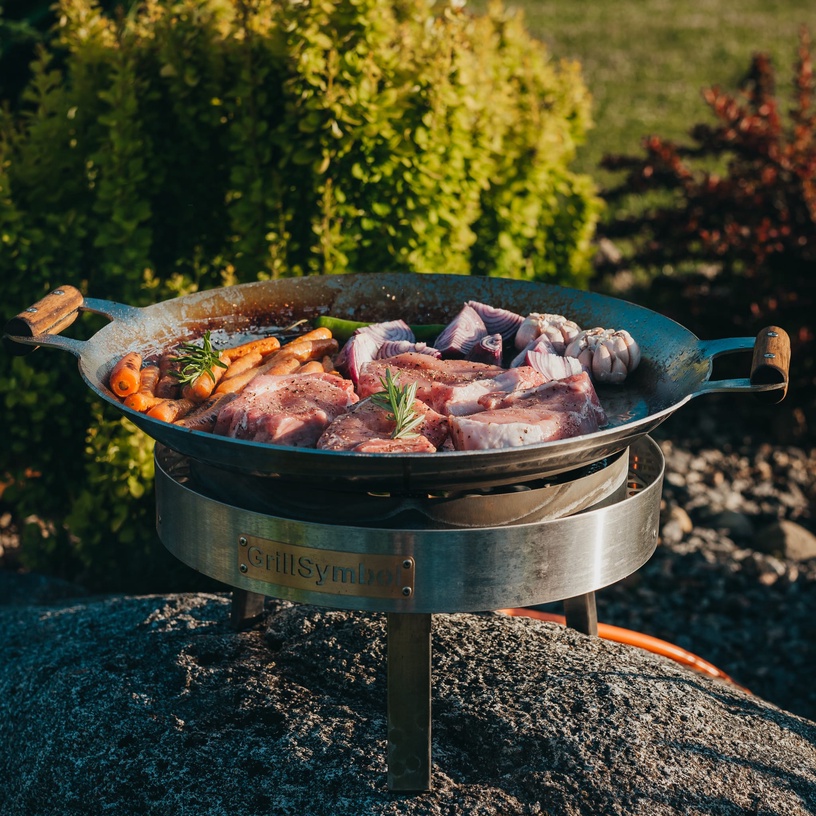Paella valmistamise grillikomplekt GrillSymbol Pro 460 Inox, 46 cm x 46 cm