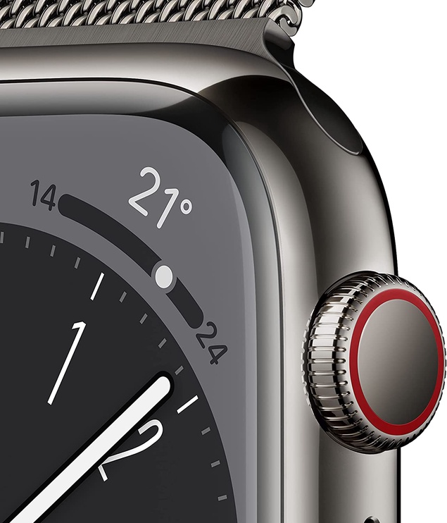 Умные часы Apple Watch Series 8 GPS + Cellular 45mm Graphite Stainless Steel Case with Graphite Milanese Loop, графитовый