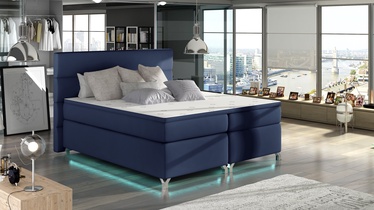 Gulta divvietīga Amadeo Soft 09, 180 x 200 cm, tumši zila, ar matraci, ar režģi