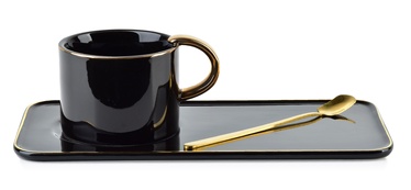 Чашка с ложкой и блюдцем AffekDesign Cynthia, черный, 0.2 л