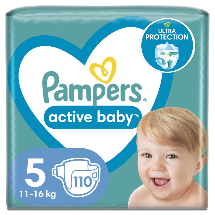 Sauskelnės Pampers Active Baby, 5 dydis, 11 - 16 kg, 110 vnt.