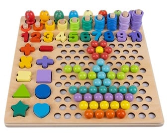 Šķirošanas spēle Wooden Puzzle Beads DU17252, 7.5 cm, daudzkrāsaina