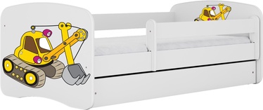 Vaikiška lova viengulė Kocot Kids Babydreams Digger, balta, 164 x 90 cm, su patalynės dėže