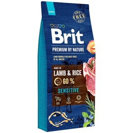 Kuiv koeratoit Brit Premium by Nature Sensitive, lambaliha/riis, 15 kg