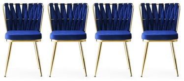 Стул для столовой Kalune Design Kusakli 142 974NMB1182, золотой/темно-синий, 43 см x 43 см x 82 см, 4 шт.