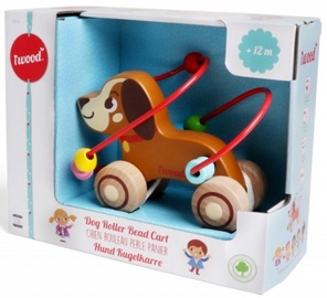Rotaļlieta Iwood Roller Bead Cart Dog, zila/brūna/sarkana/dzeltena/zaļa/bēša