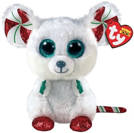 Mīkstā rotaļlieta TY Beanie Boss Chimney Christmas Mouse, balta, 15 cm
