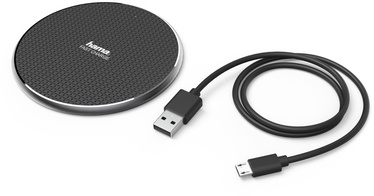 Lādētājs Hama QI-FC10, Qi Wireless/Micro-USB female, melna