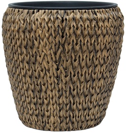 Puķu pods Home4you Wicker, plastmasa/metāls, Ø 46 cm, brūna