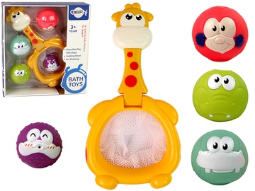 Vonios žaislų komplektas Lean Toys Mini Basketball Giraffe, įvairių spalvų