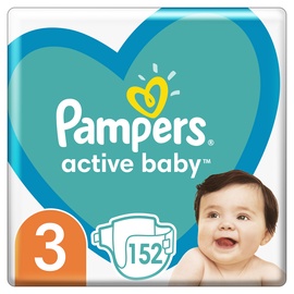 Подгузники Pampers Active Baby, 3 размер, 6 - 10 кг, 152 шт.