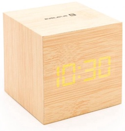 Kvarca galda pulkstenis Evelatus Multifunctional Clock EMC02, brūna/zelta, plastmasa, 15 cm x 15 cm
