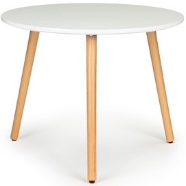 Kafijas galdiņš ModernHome CT-003, balta/koks, 600 mm x 600 mm x 475 mm