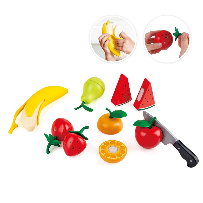Mänguköögi tarbed, köögi mänguasjad, puuviljade lõikamise komplekt Hape Healthy Fruit E3171, mitmevärviline
