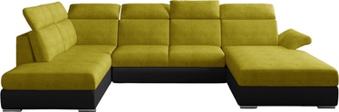 Stūra dīvāns Evanell Omega Soft, dzeltena, labais, 216 x 330 x 102 cm