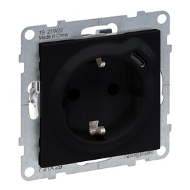 Розетка Legrand Suno 721429, c заземлением, черный