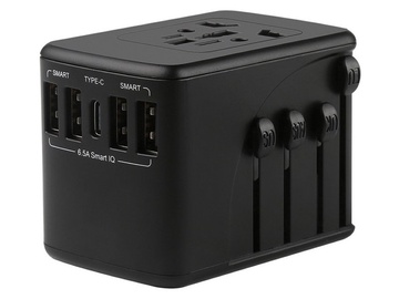 Адаптер Omega Travel Adapter 6in1, USB/USB-C, черный