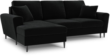 Stūra dīvāns Micadoni Home Moghan Velvet 4 Seats, melna, kreisais, 241 x 145 cm x 88 cm