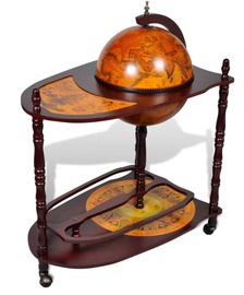 Mini bārs VLX Globe Bar Wine Stand, brūna, 770 mm x 450 mm x 880 mm