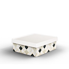 Коробка для вещей Domoletti Marble, 6 л, белый/черный/бежевый, 29.5 x 25.5 x 10 см