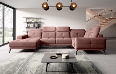 Stūra dīvāns Neviro Lukso 24, rozā, labais, 201 x 350 cm x 77 cm