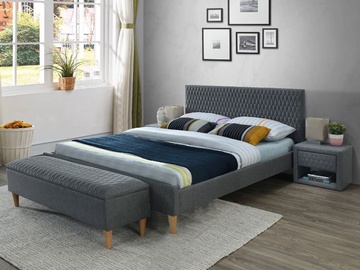 Кровать Azzuro Velvet, серый, с решеткой