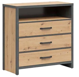 Kumode Black Red White Weston, pelēka/ozola, 90 x 40 x 91 cm