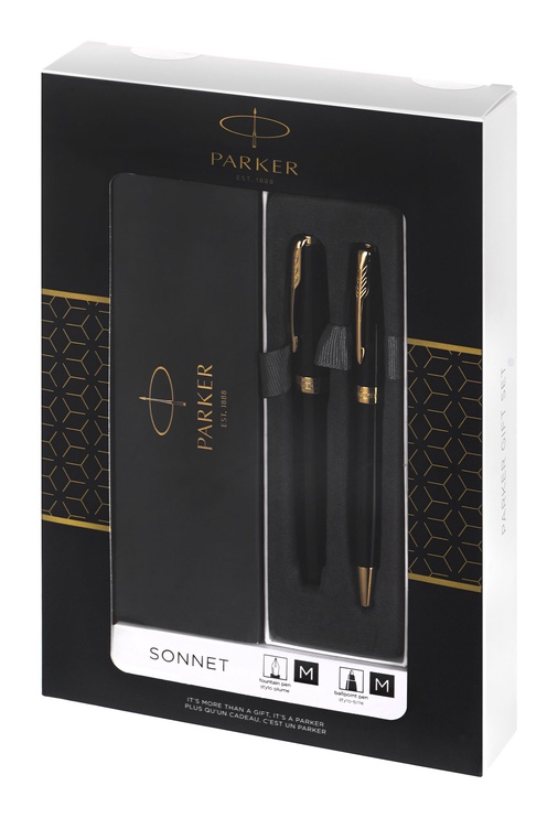 Ручка Parker Sonnet, золотой/черный, 2 шт.