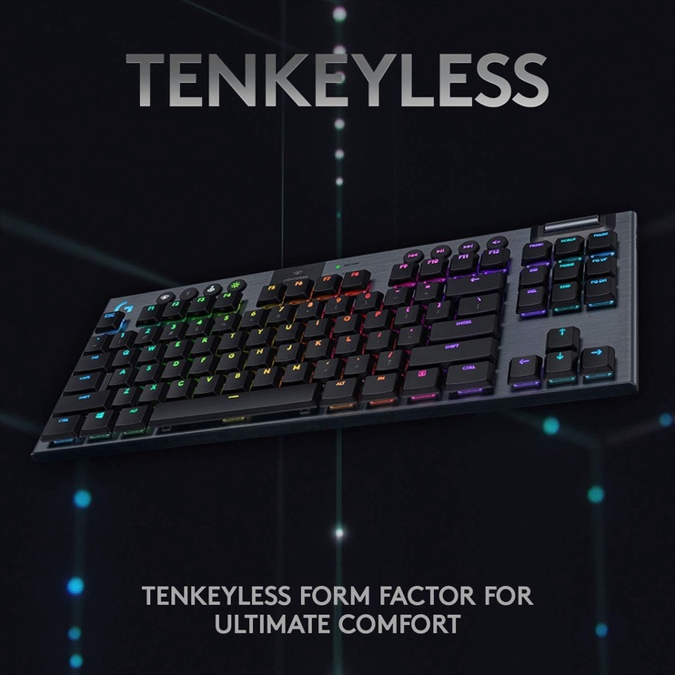 Клавиатура Logitech G915 TKL Lightspeed RGB GL Tacticle EN, черный, беспроводная