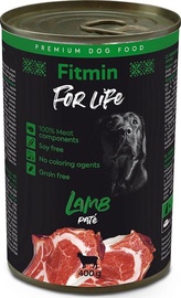 Mitrā barība (konservi) suņiem Fitmin For Life Lamb Pate, jēra gaļa, 0.4 kg