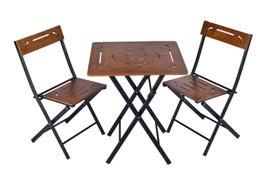 Комплект уличной мебели Kalune Design Bistro Set 379VLV1503, черный/коричневый, 2 места