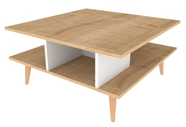 Kohvilaud Kalune Design Akya, valge/tamm, 89 cm x 89 cm x 44 cm