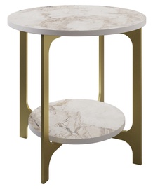 Kafijas galdiņš Kalune Design Versy, zelta/balta, 500 mm x 490 mm x 500 mm