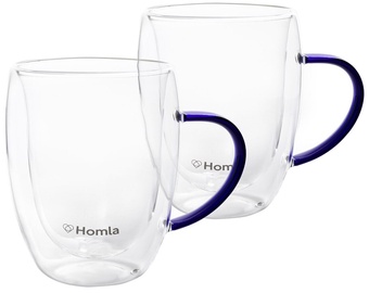 Topeltseinaga klaasist tass Homla 833958, läbipaistev sinine, 0.35 l