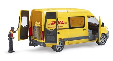 Bērnu rotaļu mašīnīte Bruder MB Sprinter DHL With Driver 02671, dzeltena