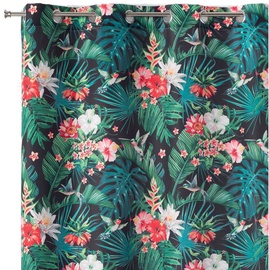 Nakts aizkari Room99 Jardin Exotique, zaļa/daudzkrāsains, 140 cm x 260 cm