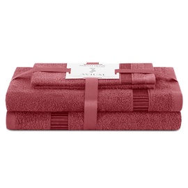 Полотенце для ванной AmeliaHome Avium, темно-розовый, 70 см x 130 см, 3 шт.