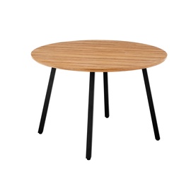 Valgomojo stalas Domoletti Henri, juodas/medžio, 120 cm x 120 cm x 75 cm