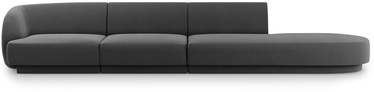 Dīvāns Micadoni Home Miley Velvet 4 Seats, pelēka, labais, 302 x 85 cm x 74 cm