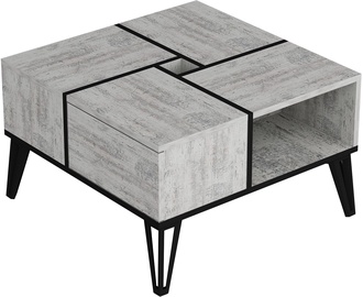 Журнальный столик Kalune Design Nirvana, черный/светло-серый, 71.8 см x 71.8 см x 43.8 см