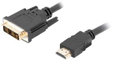 Laidas Lanberg HDMI to DVI-D Single Link HDMI 19 pin male, DVI-D male, 1.8 m, juoda